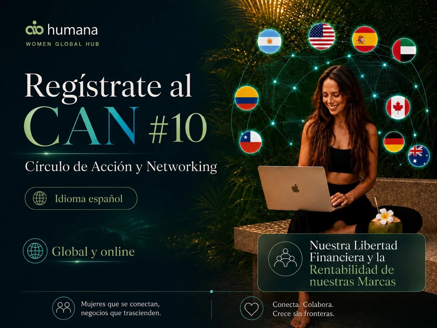 Mujer conectada en un Círculo de Acción y Networking