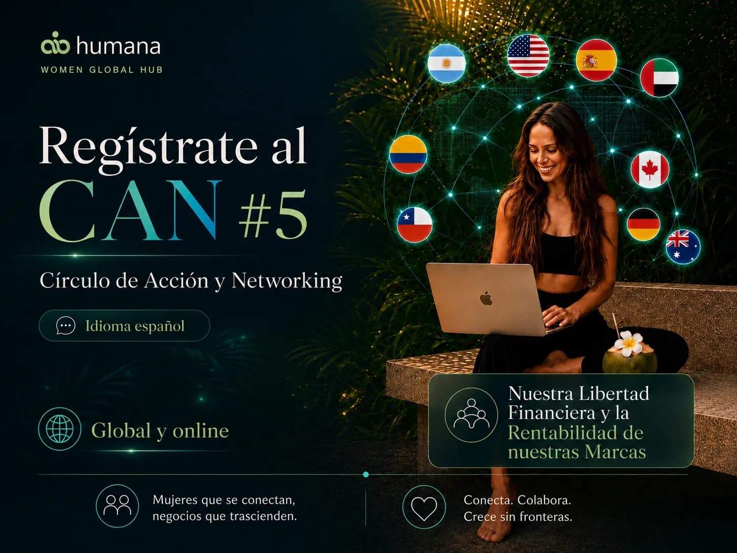 Mujer conectada en un Círculo de Acción y Networking