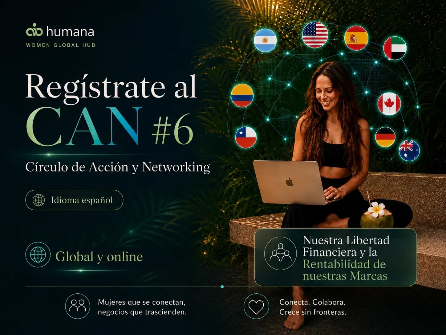 Mujer conectada en un Círculo de Acción y Networking