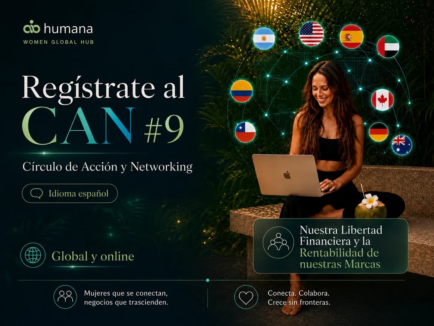 Mujer conectada en un Círculo de Acción y Networking