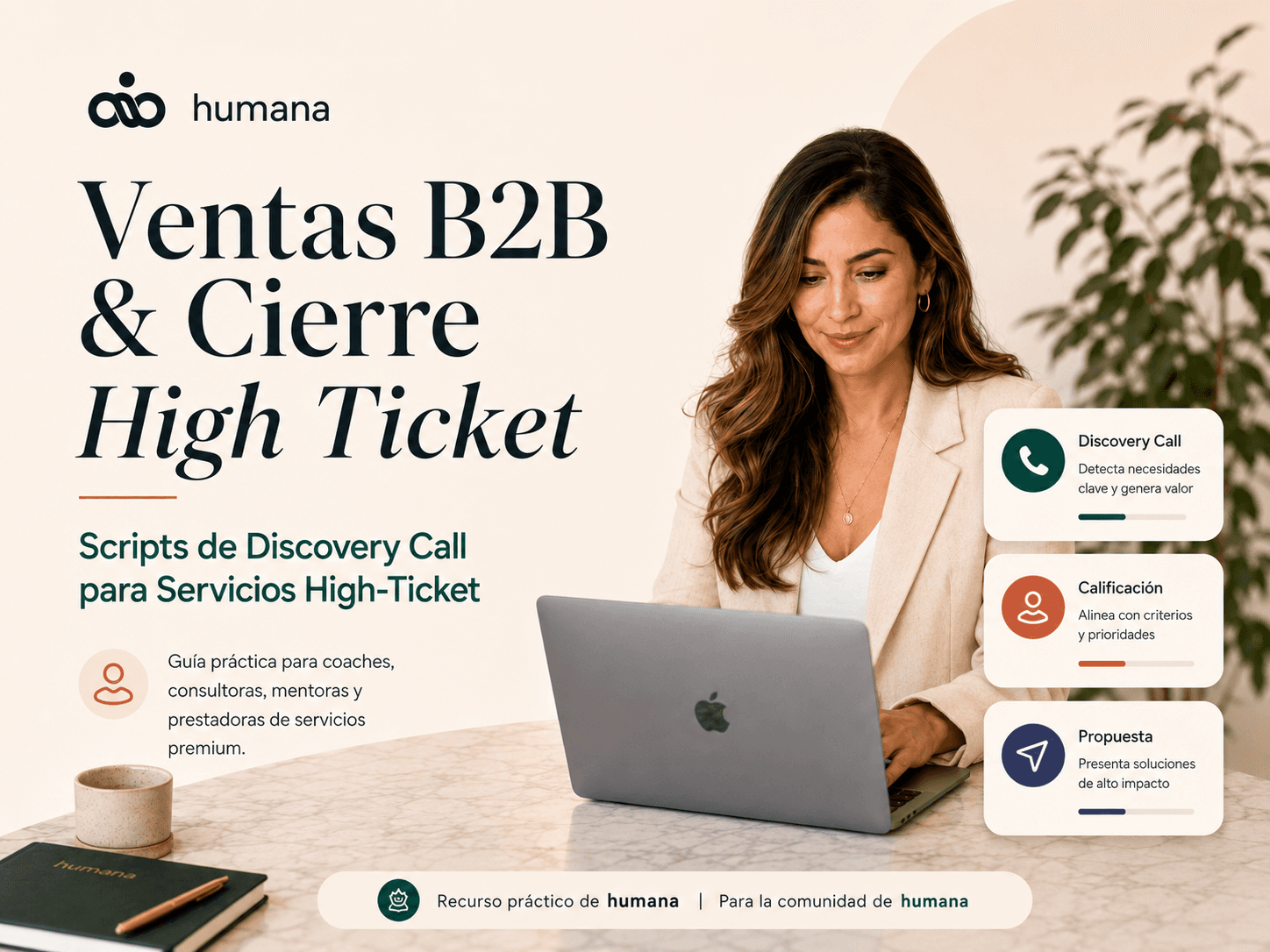 Mujer profesional cerrando ventas high ticket