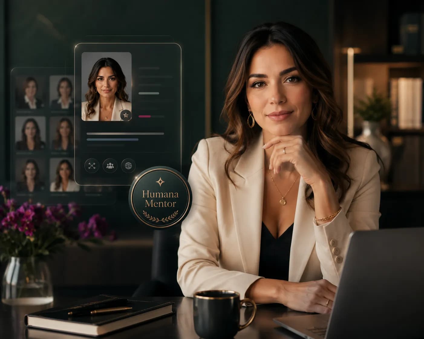 Mujer profesional certificada como mentora