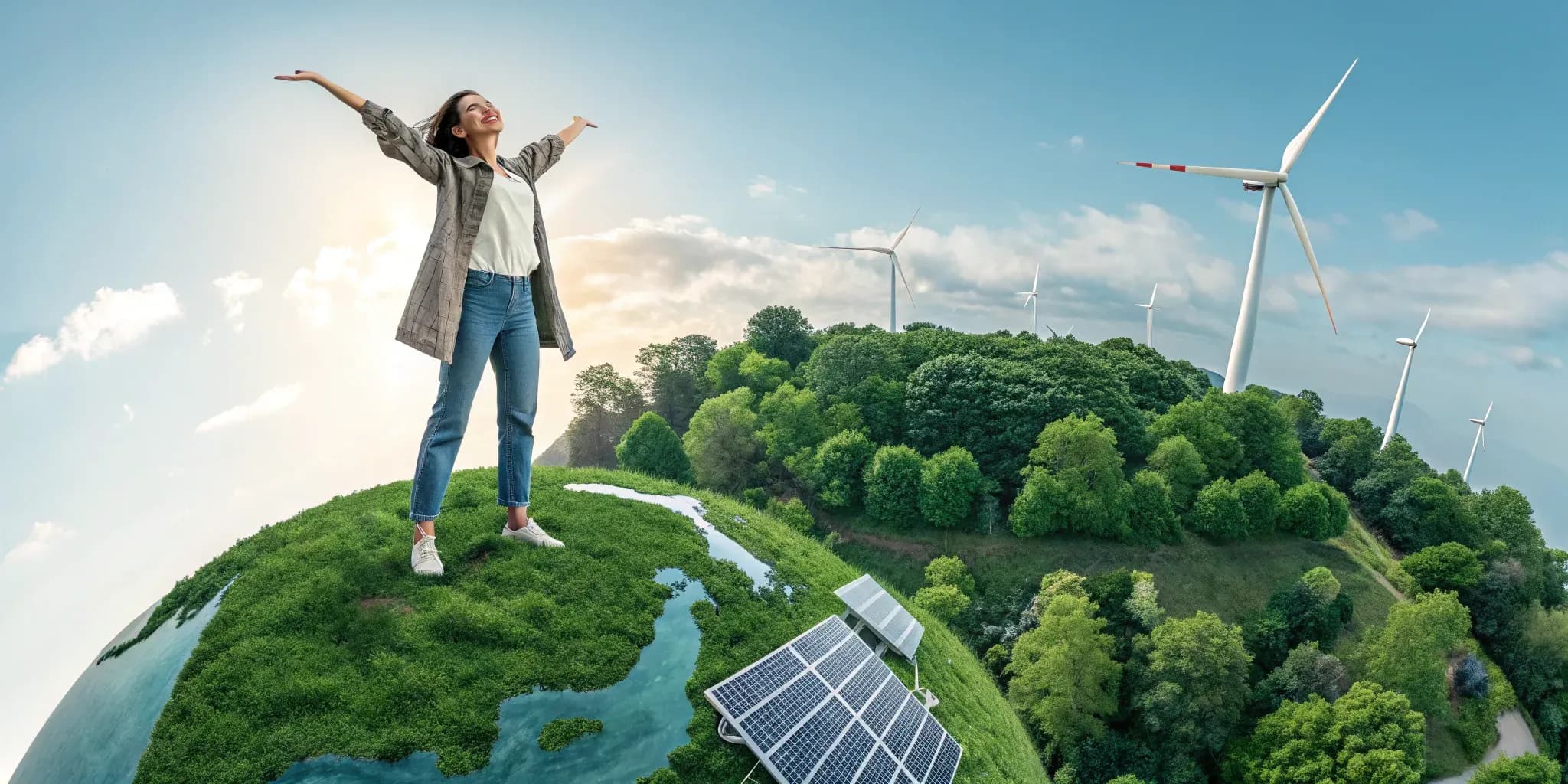Mujer creando un planeta sostenible