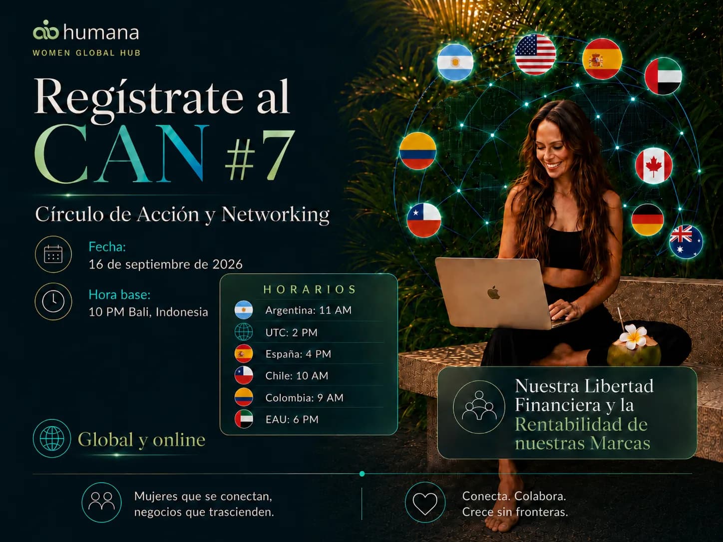 Mujer conectada en un Círculo de Acción y Networking