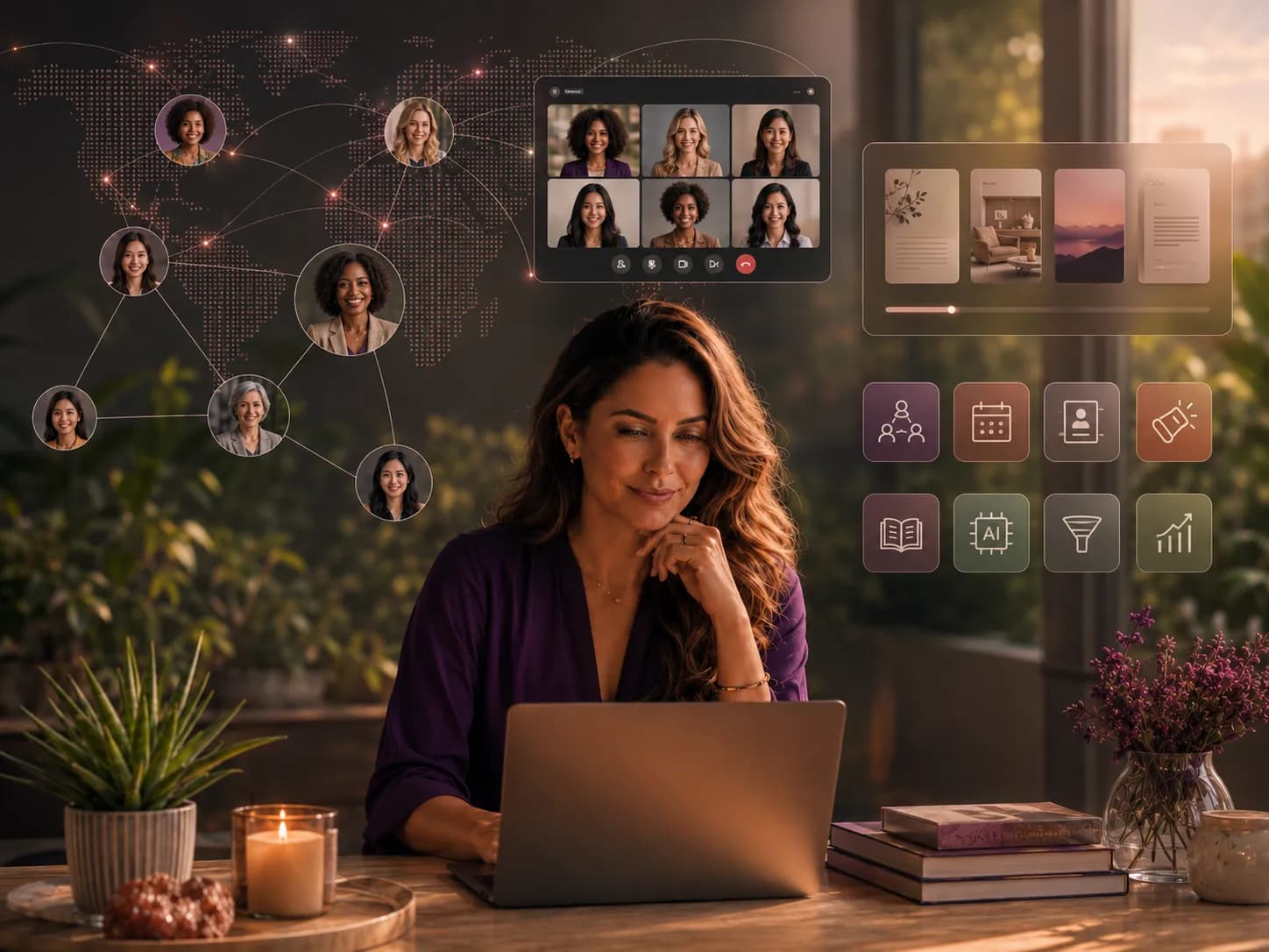 Mujer haciendo crecer su negocio digital a través de redes de mujeres, eventos y recursos online