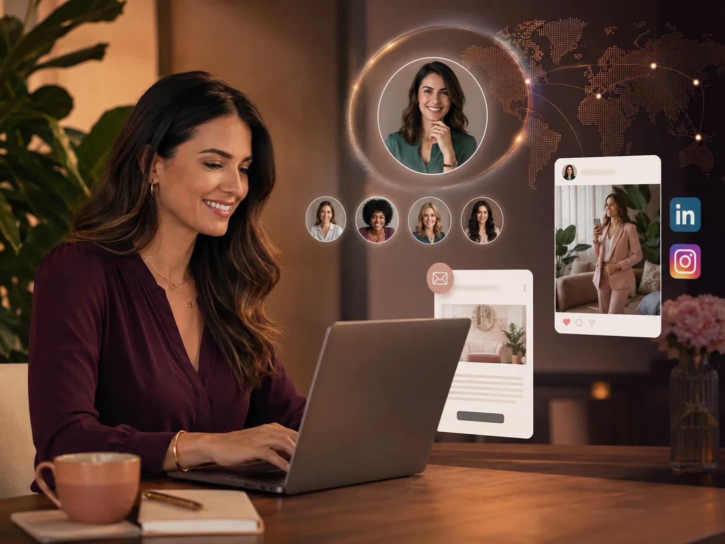 Mujer siendo destacada en redes sociales y por e-mail