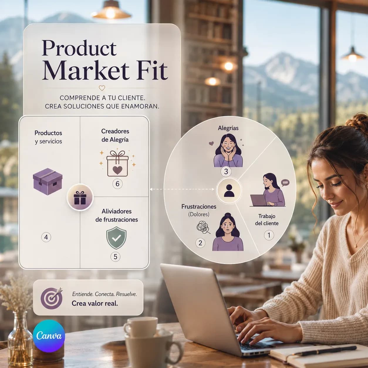Mujer emprendedora creando el product market fit de su negocio desde la Patagonia